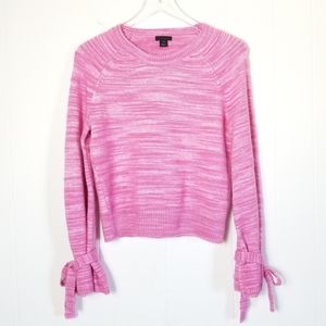 J.CREW Tie Sleeve Crew Neck Sweater Marled Pink Size XS Alpaca Wool Blend
